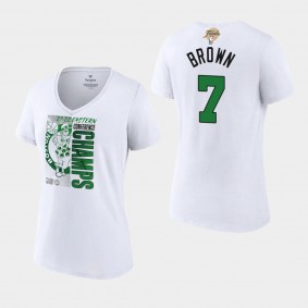 2022 Eastern Conference Champions Jaylen Brown Women's T-shirt Boston Celtics V-Neck White