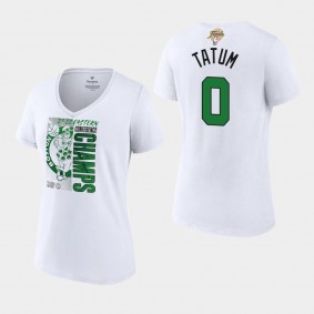 2022 Eastern Conference Champions Jayson Tatum Women's T-shirt Boston Celtics V-Neck White