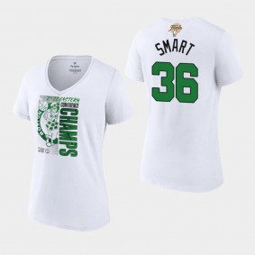 2022 Eastern Conference Champions Marcus Smart Women's T-shirt Boston Celtics V-Neck White