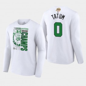Boston Celtics 2022 Eastern Conference Champs Jayson Tatum Locker Room Long Sleeve White T-shirt