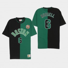 Bill Russell Split Color T-Shirt Boston Celtics - Black Green