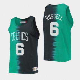 Boston Celtics HWC Limited #6 Bill Russell Kelly Green Black Tie-Dye Name Number Tank Top