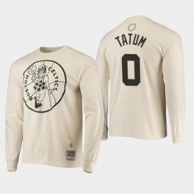 Boston Celtics Jayson Tatum Hardwood Classics Cream T-shirt long sleeve