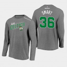 Boston Celtics Marcus Smart Noches Ene-Be-A Heathered Charcoal T-shirt Long Sleeve