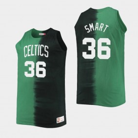 Men's Boston Celtics #36 Marcus Smart Tie-Dye Big Tall Black Green Tank Top