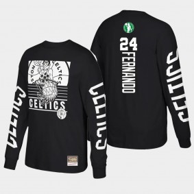Bruno Fernando Boston Celtics Big Face 3.0 T-Shirt Hardwood Classics Long Sleeve Black