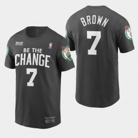BLM Statement Jaylen Brown Boston Celtics T-Shirt Be The Change - Black
