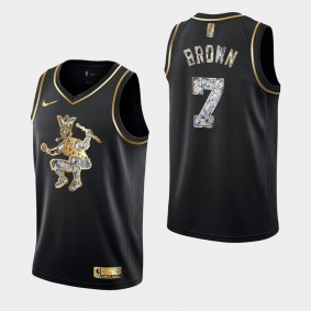 Boston Celtics Jaylen Brown Retro Logo Diamond Jersey 2022 NBA Playoffs Black