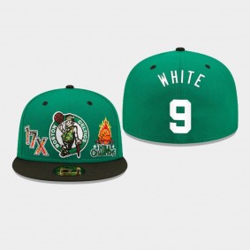 Boston Celtics Fire Green Derrick White Hat 59FIFTY Fitted