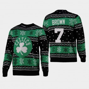 2021 Christmas Snowflake Boston Celtics Jaylen Brown Sweater Black