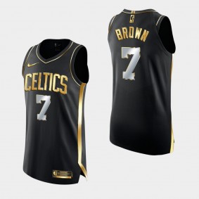 Jaylen Brown Authentic Golden Boston Celtics Limited Edition Jersey Black