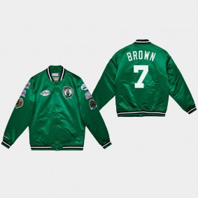 Boston Celtics Jaylen Brown Satin Full Snap Champ City Jacket Green