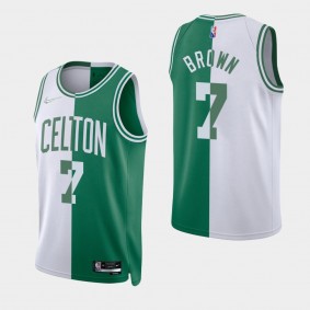Jaylen Brown Split Edition NBA 75th Jersey Boston Celtics Kelly Green White