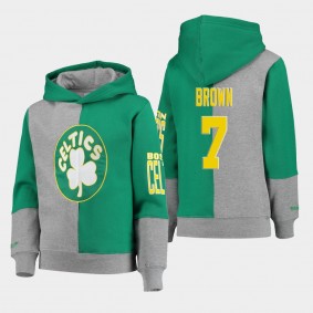 Boston Celtics 2021 Jaylen Brown Hardwood Classics Split Color Hoodie Gray Green