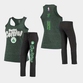 Boston Celtics Jaylen Brown Tank Top & Pants suits Black Green