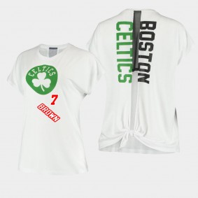 Jaylen Brown Boston Celtics Women's New Era T-Shirt Split Back White