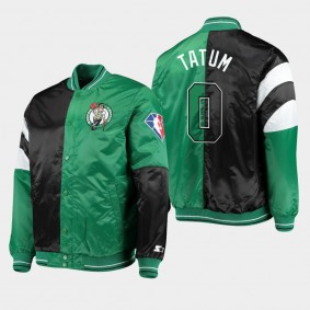 Boston Celtics Color Block Jayson Tatum Satin Jacket Full-Snap
