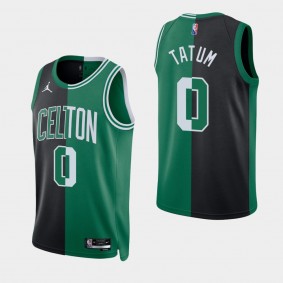 Boston Celtics #0 Jayson Tatum NBA 75th Split Edition Black Green Jersey