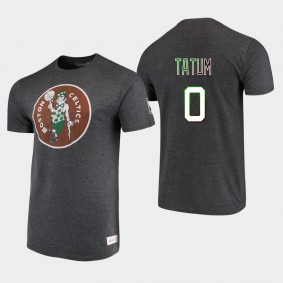 Boston Celtics Jayson Tatum Throwback Logo Tri-Blend T-Shirt Black