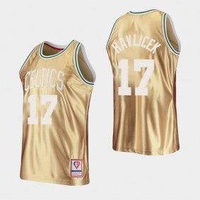 Boston Celtics #17 John Havlicek 75th Anniversary HWC Limited Gold Jersey