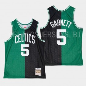 Boston Celtics Kevin Garnett 2007-08 Hardwood Classics Jersey Black Kelly Green Split