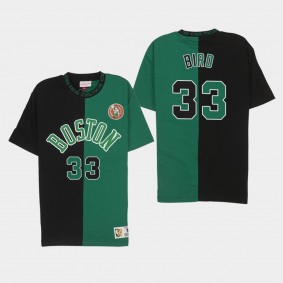 Larry Bird Split Color T-Shirt Boston Celtics - Black Green