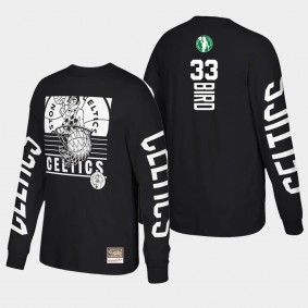 Larry Bird Boston Celtics Big Face 3.0 T-Shirt Hardwood Classics Long Sleeve Black