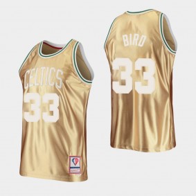 Boston Celtics NBA 75TH HWC Limited Larry Bird Jersey Gold