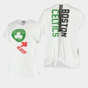 Marcus Smart Boston Celtics Women's New Era T-Shirt Split Back White