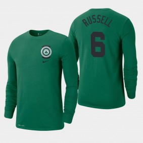 Bill Russell Boston Celtics Crest Logo Green Long Sleeve T-Shirt