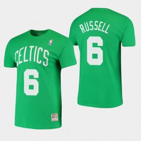 Boston Celtics Bill Russell Hardwood Classics Kelly Green Stitch T-Shirt