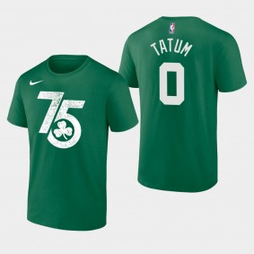 Boston Celtics #0 Jayson Tatum Shooting Performance 75TH T-shirt Kelly Green