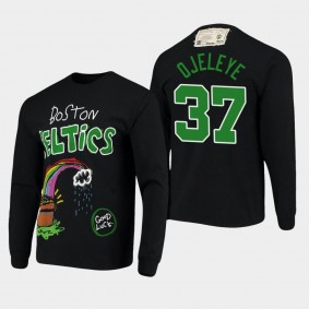 Boston Celtics Semi Ojeleye Applique Black Doodle Style Long Sleeve T-Shirt