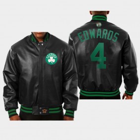 Carsen Edwards All-Leather Full-Snap JH Design Boston Celtics Jacket Black
