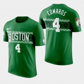 Boston Celtics Carsen Edwards Ugly Christmas Kelly Green T-Shirt