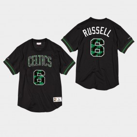 Men's Boston Celtics Bill Russell Hardwood Classics Mesh Crewneck Black T-Shirt