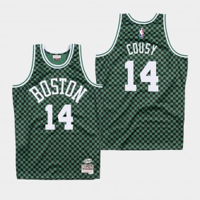 Men's Boston Celtics Bob Cousy Checkerboard Green Jersey