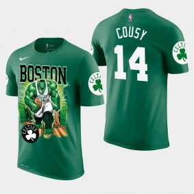 Men's Boston Celtics Bob Cousy Green Marvel Hulk Smash T-Shirt