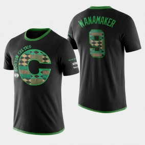 Boston Celtics Bradley Wanamaker Kente Letter Performance Black T-Shirt