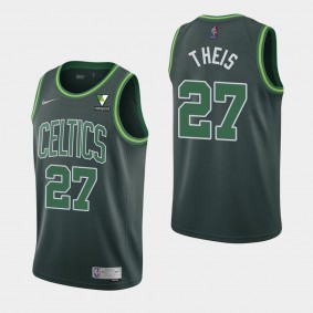 2021 Daniel Theis Boston Celtics Vistaprint Patch Green Jersey - Earned
