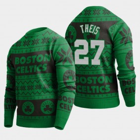Boston Celtics Daniel Theis 2019 Ugly Christmas Sweater Pullover Kelly Green
