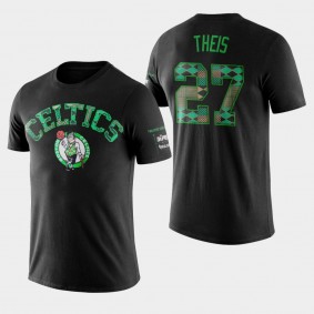 Boston Celtics Daniel Theis Kente Elbow Patch Two Hype Original 90's Team Black T-Shirt
