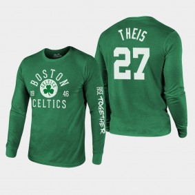 Boston Celtics Daniel Theis Rise Together Kelly Green Tri-Blend Long Sleeve Shirt