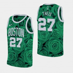 Men's Boston Celtics Daniel Theis Rose National Flower Green Jersey