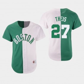 Men's Boston Celtics Daniel Theis Split Mesh Button Green White Jersey