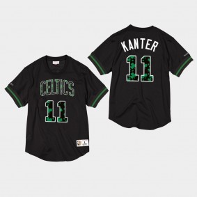 Men's Boston Celtics Enes Kanter Hardwood Classics Mesh Crewneck Black T-Shirt