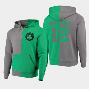 Boston Celtics Grant Williams Diagonal French Terry Color Block Pullover Hoodie Gray Kelly Green