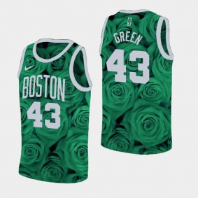 Men's Boston Celtics Javonte Green Rose National Flower Green Jersey