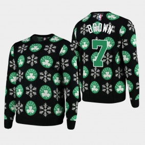 Jaylen Brown 2020 Christmas Snowflake Boston Celtics Black Sweater -