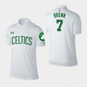 Men's Boston Celtics Jaylen Brown Association Edition White Polo